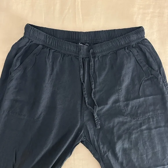 Splendid Navy Blue Linen Joggers - Picture 2 of 5